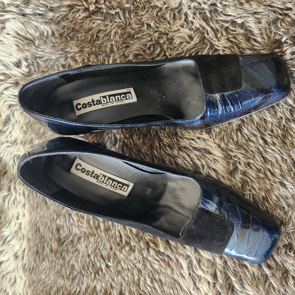 Costa Blanca metallic blue and black suede shoes- size 6.5 - Picture 5 of 7